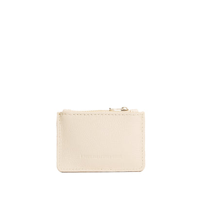 Pebbled Bone | Compact wallet with snap closure and zippered pouch