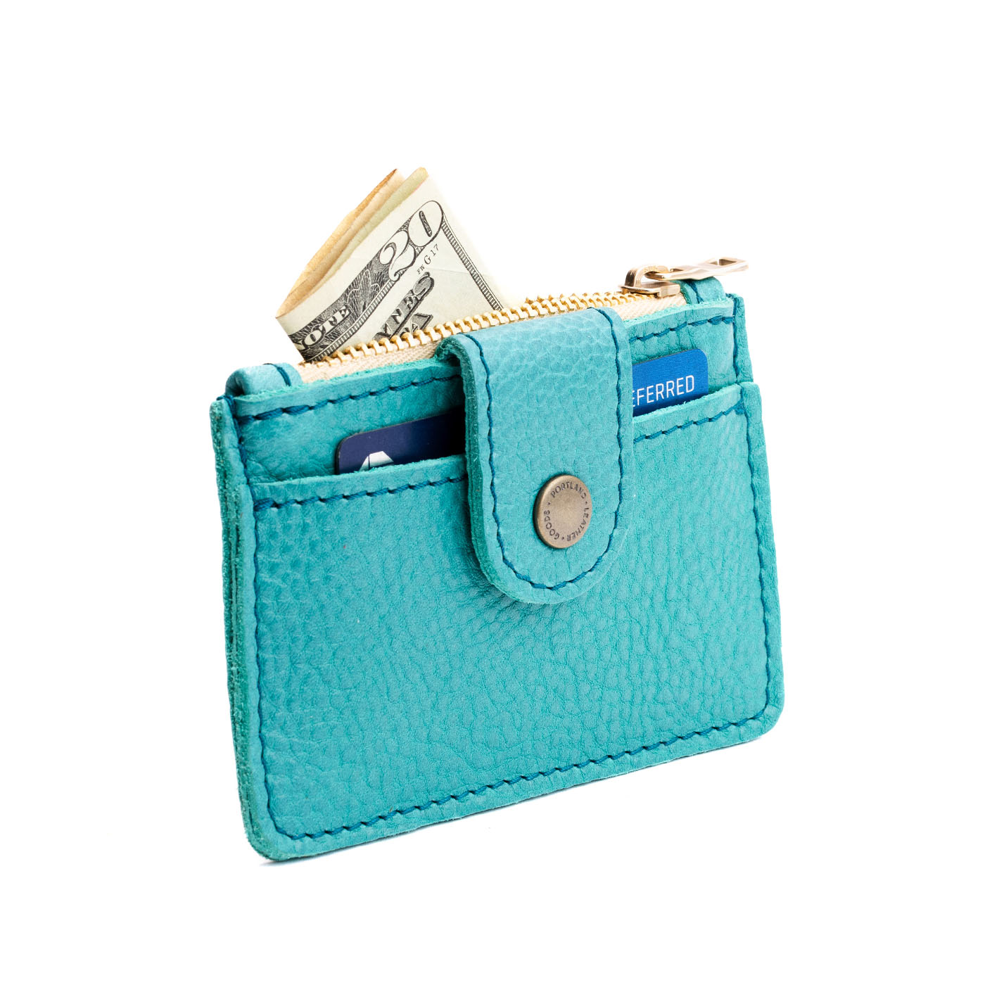 Seafoam | Compact wallet with snap closure and zippered pouch