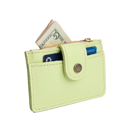 Shadow Lime | Compact wallet with snap closure and zippered pouch