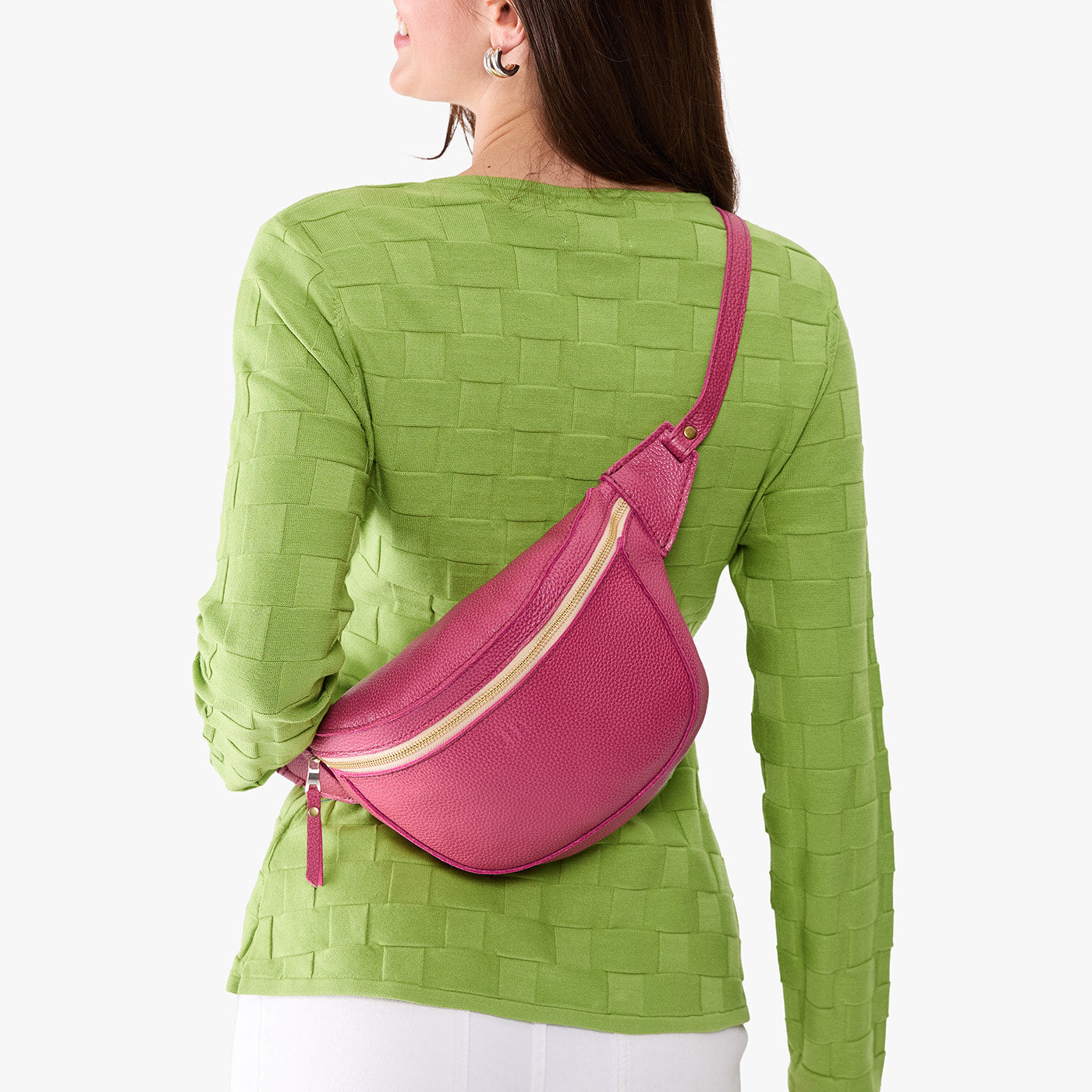 Wild Rose | Model wearing a sling bag with front zipper
