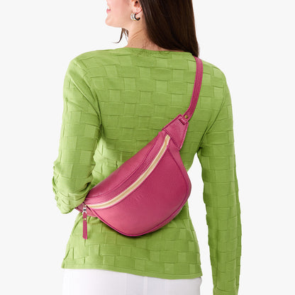 Wild Rose | Model wearing a sling bag with front zipper