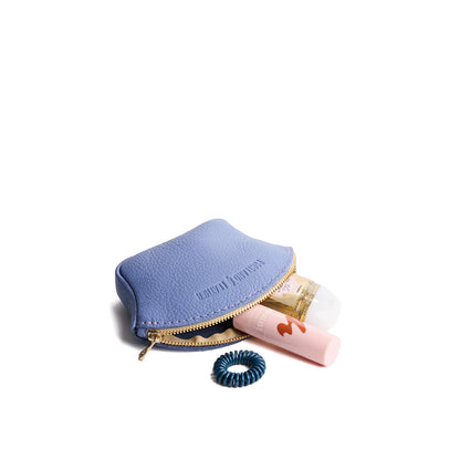 Aster*Small | Seashell shaped leather makeup bag with curved top zipper and flat bottom