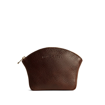 Coldbrew*Large | Seashell shaped leather makeup bag with curved top zipper and flat bottom