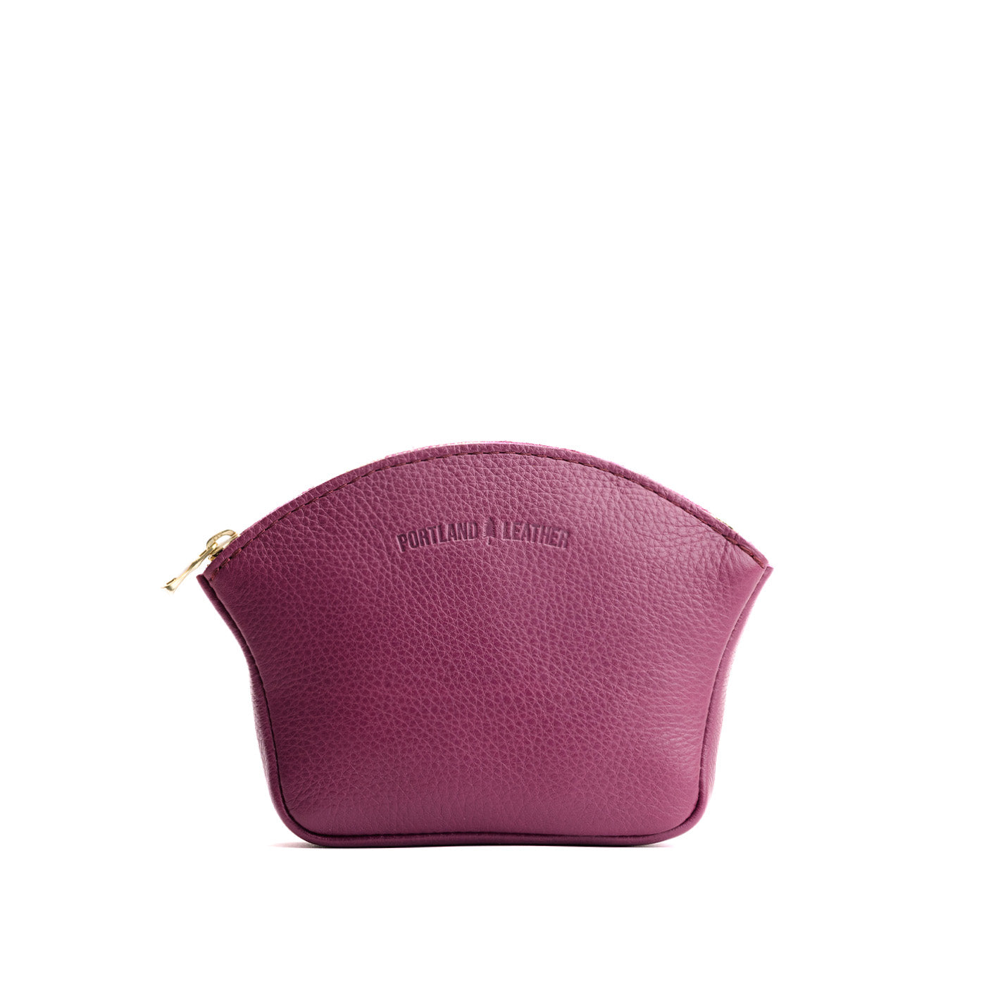 Iris*Large | Seashell shaped leather makeup bag with curved top zipper and flat bottom