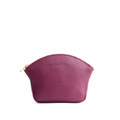 Iris*Large | Seashell shaped leather makeup bag with curved top zipper and flat bottom