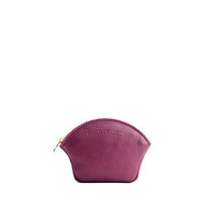 Iris*Small | Seashell shaped leather makeup bag with curved top zipper and flat bottom