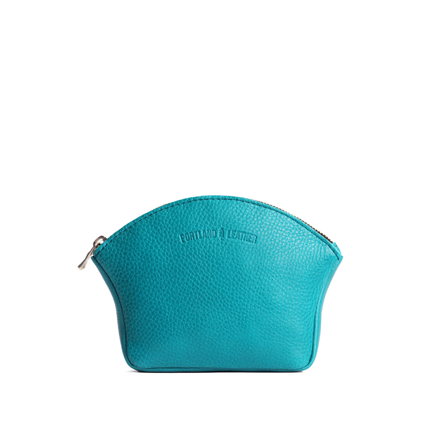 Baja*Large | Seashell shaped leather makeup bag with curved top zipper and flat bottom