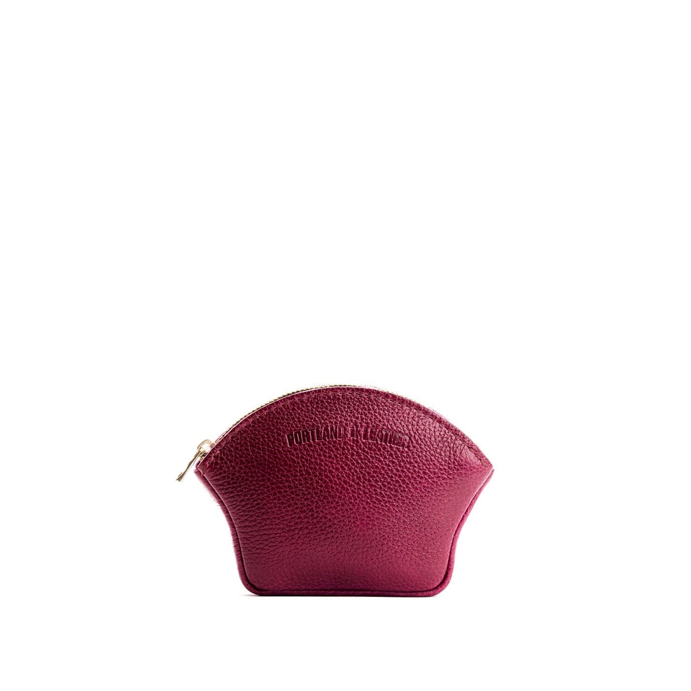 Orchid*Small | Seashell shaped leather makeup bag with curved top zipper and flat bottom