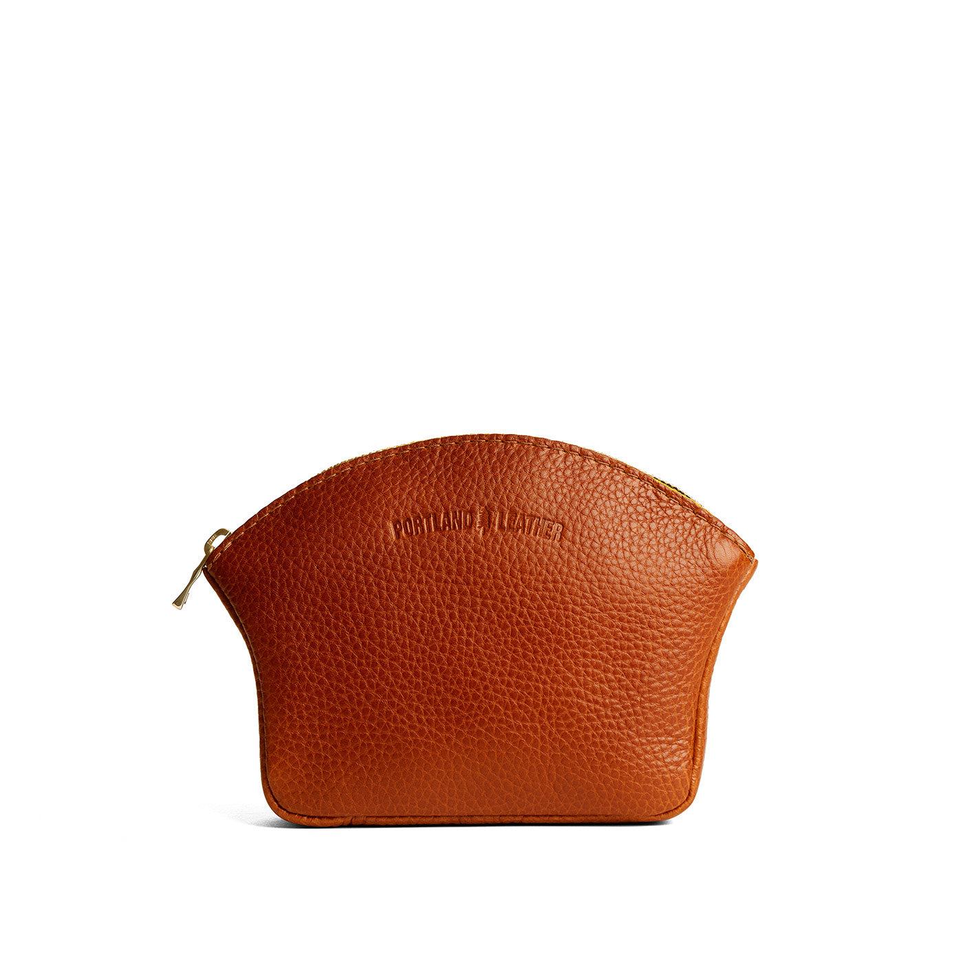 Sienna*Large | Seashell shaped leather makeup bag with curved top zipper and flat bottom