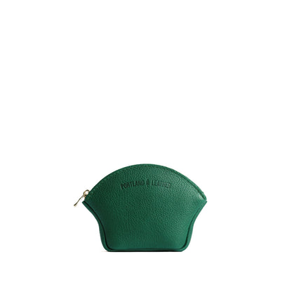 Bacalar*Small | Seashell shaped leather makeup bag with curved top zipper and flat bottom
