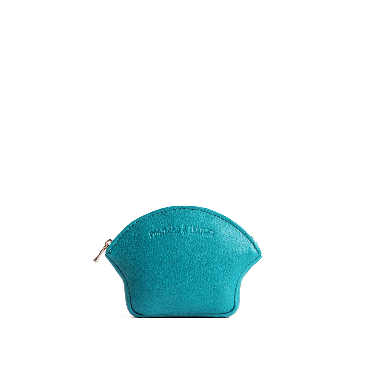 Baja*Small | Seashell shaped leather makeup bag with curved top zipper and flat bottom