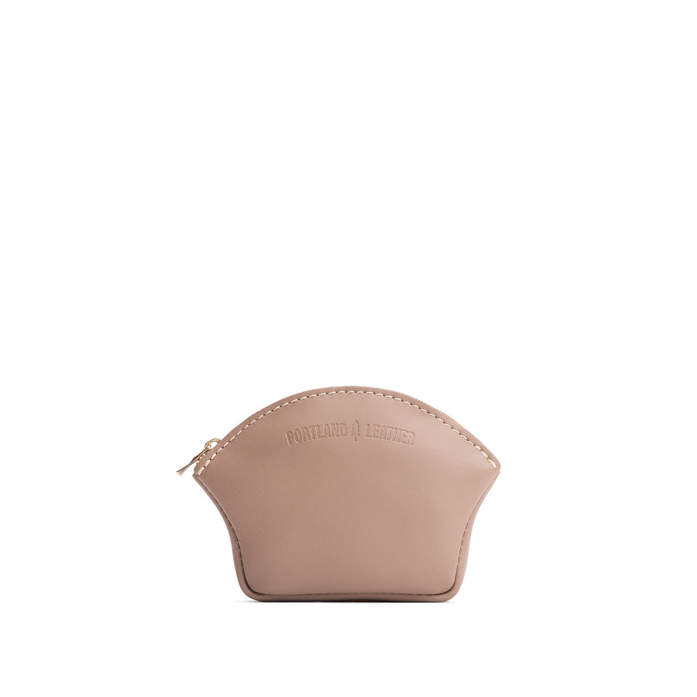 Stone*Small | Seashell shaped leather makeup bag with curved top zipper and flat bottom