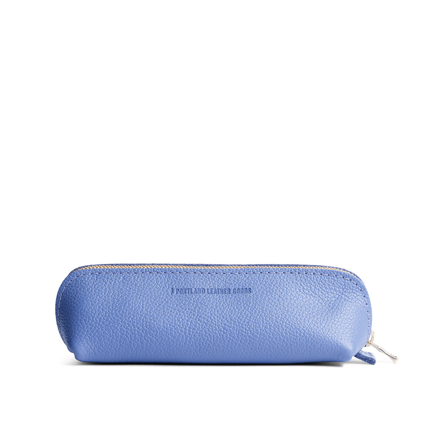 Aster | Leather pouch with curved seams and top zipper