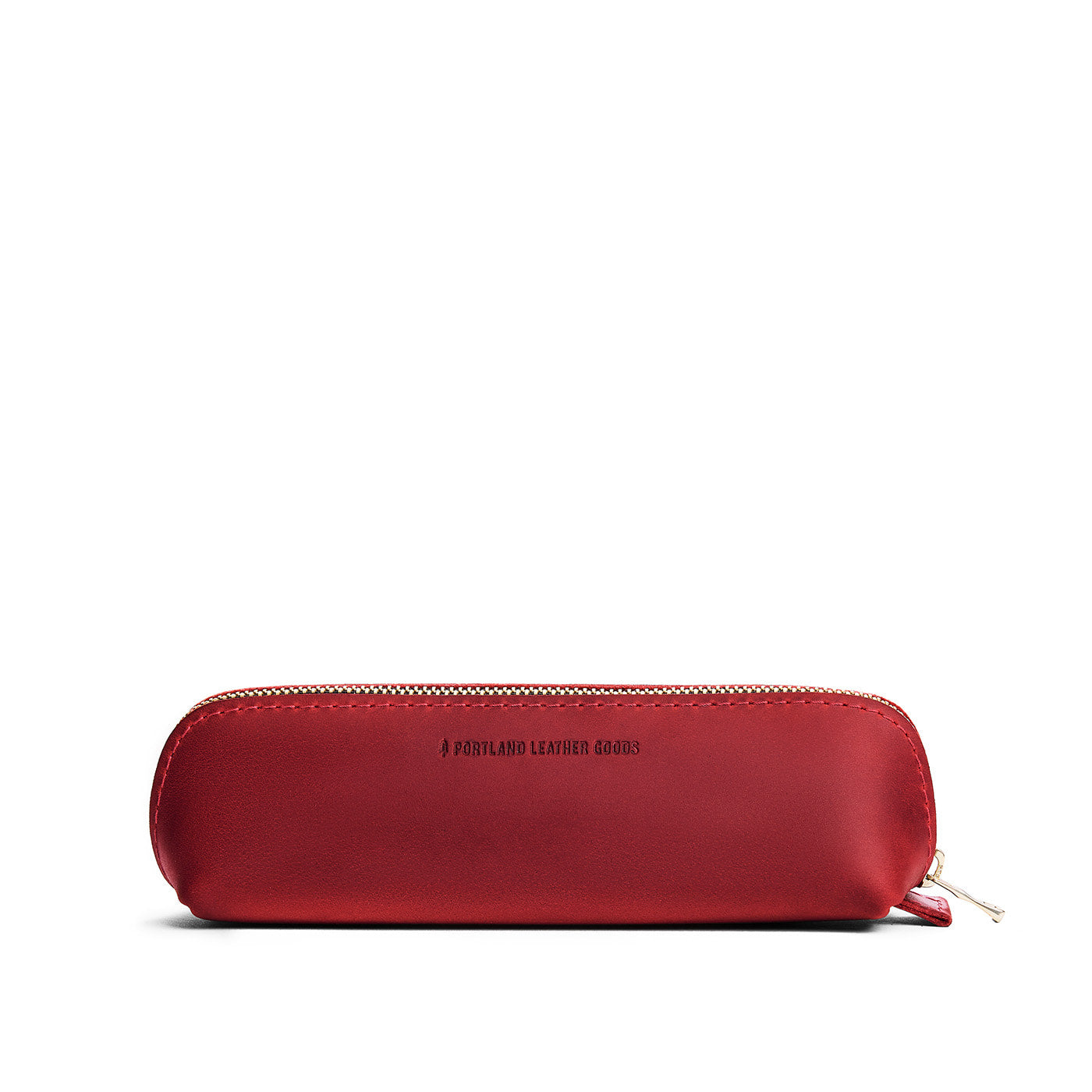 Phoenix | Leather pouch with curved seams and top zipper