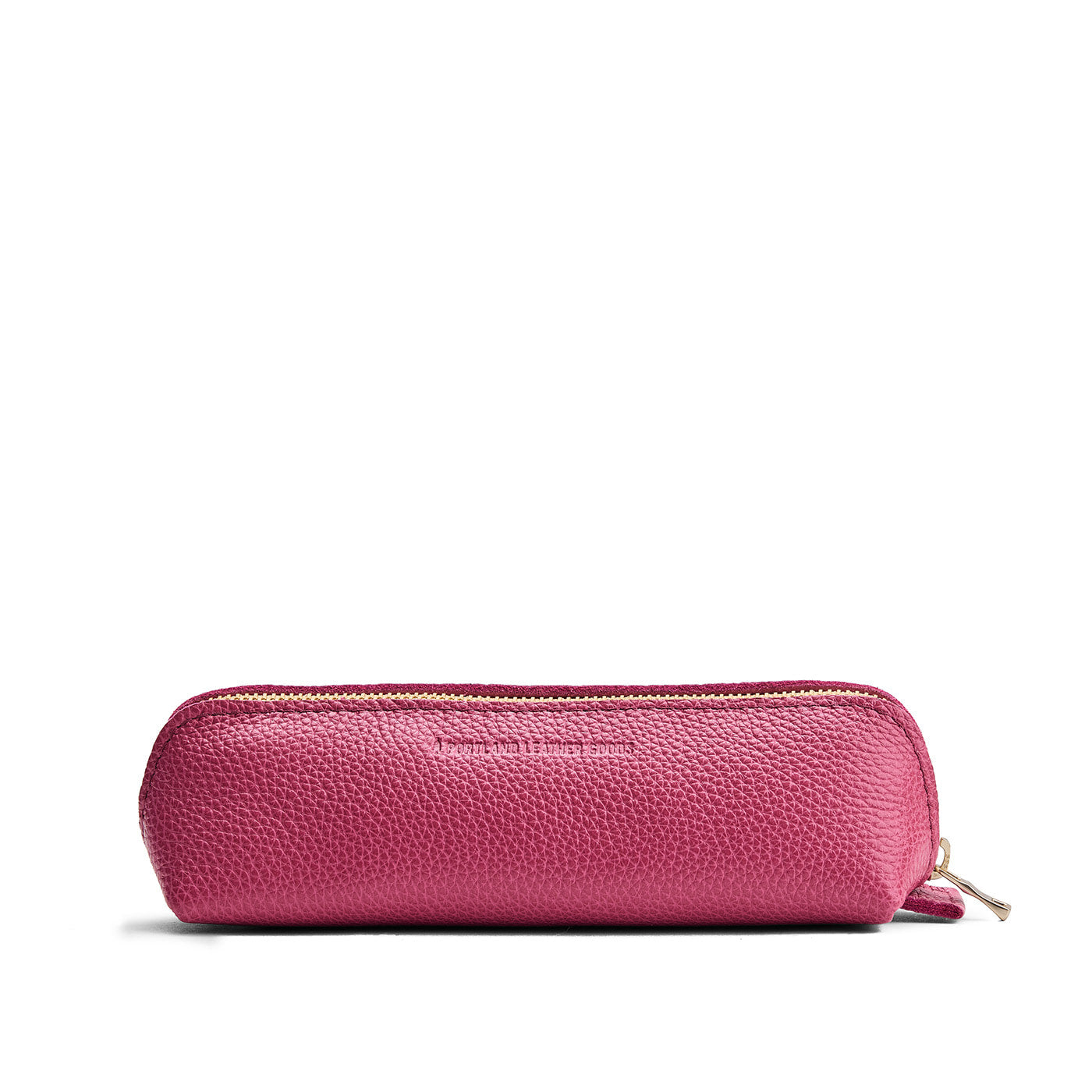 Wild Rose | Leather pouch with curved seams and top zipper