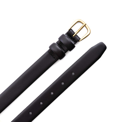Black | Women's slim double loop leather belt