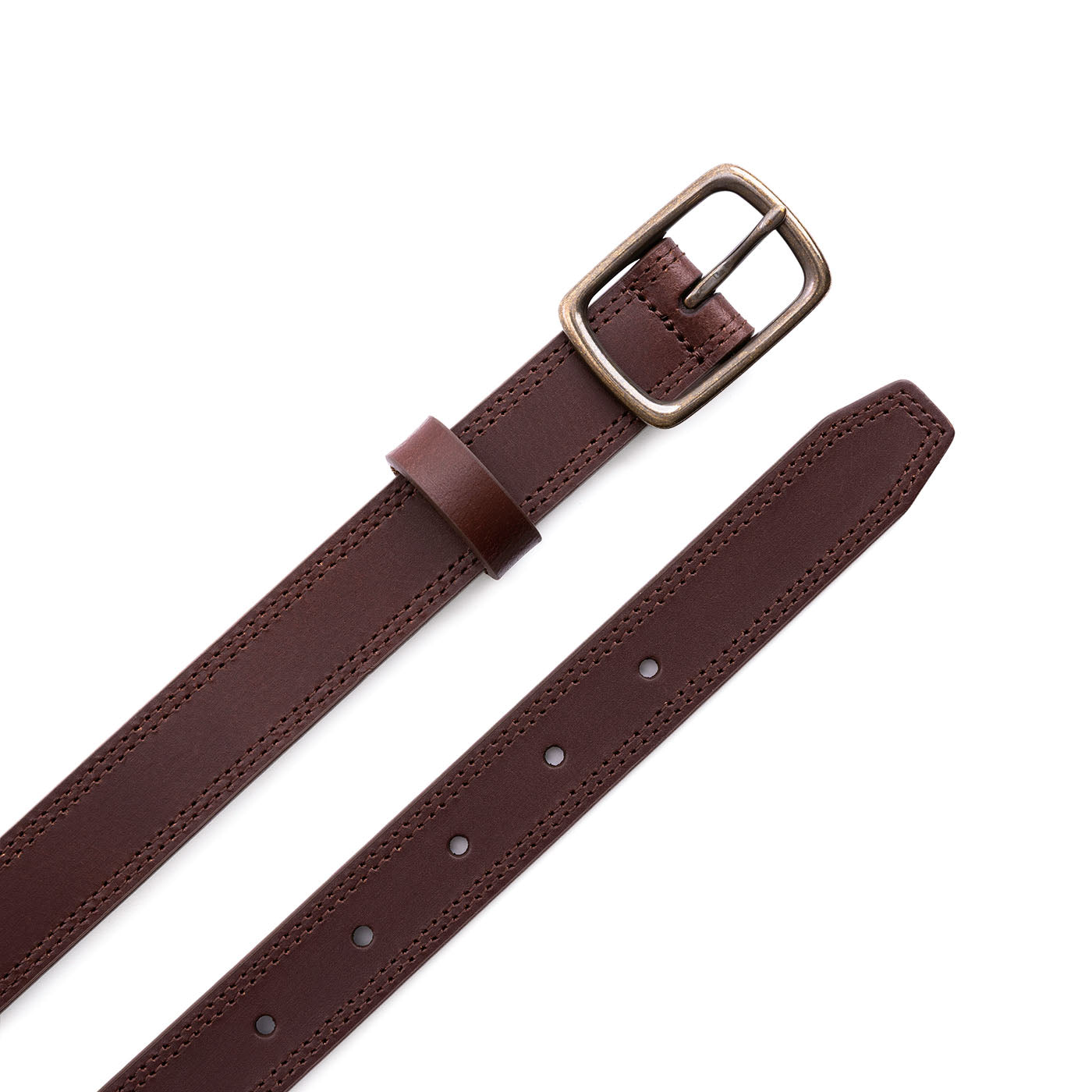 Pecan | Women's slim double stitch leather belt