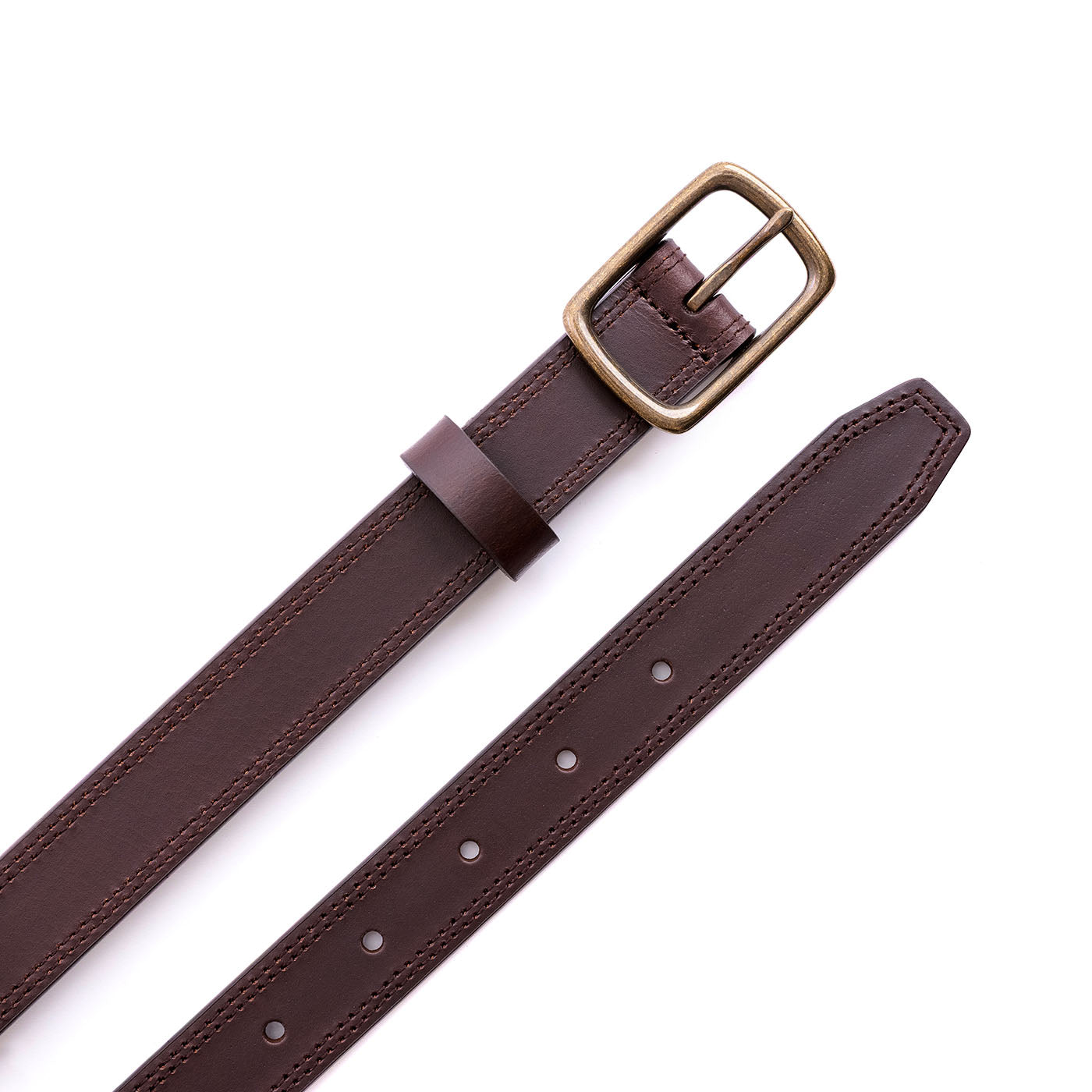 Umber | Women's slim double stitch leather belt