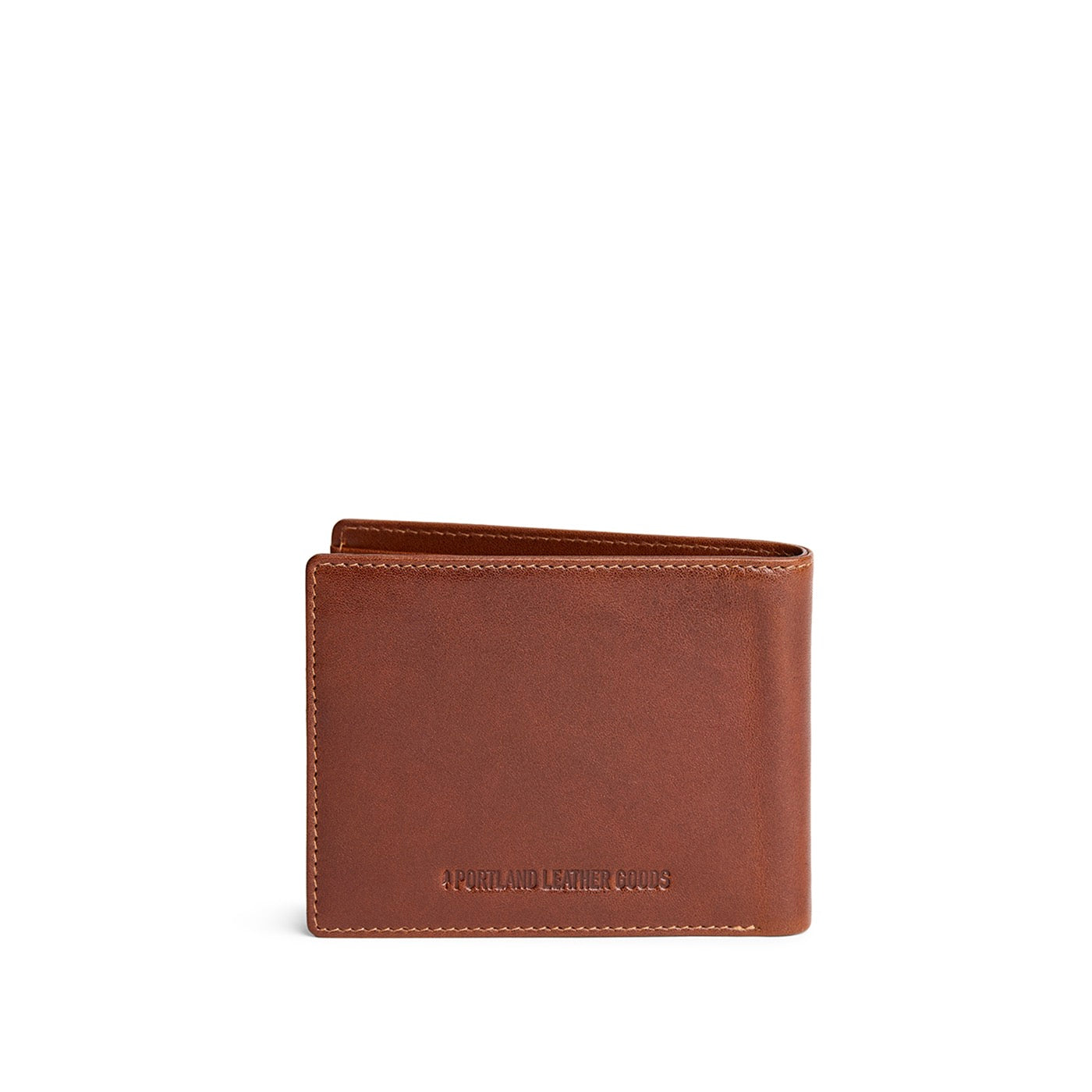 Saddlestone*Deluxe | Bifold leather wallet with visible stitching on a white background