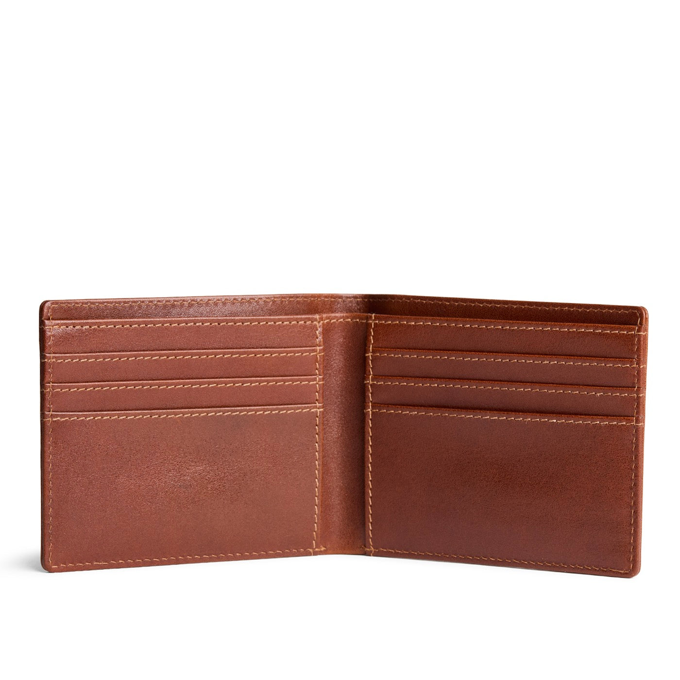 Saddlestone*Deluxe | Bifold leather wallet with visible stitching on a white background
