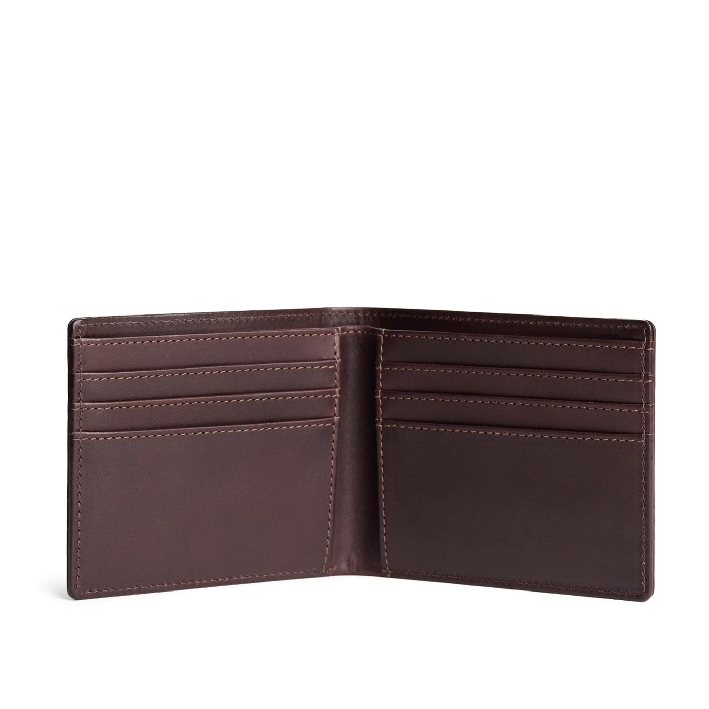 Trailstone*Deluxe | Bifold leather wallet with visible stitching on a white background