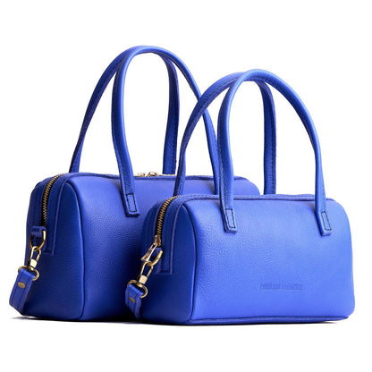 Astro Blue*Large | Two sizes of mini duffle shaped handbag with crossbody strap