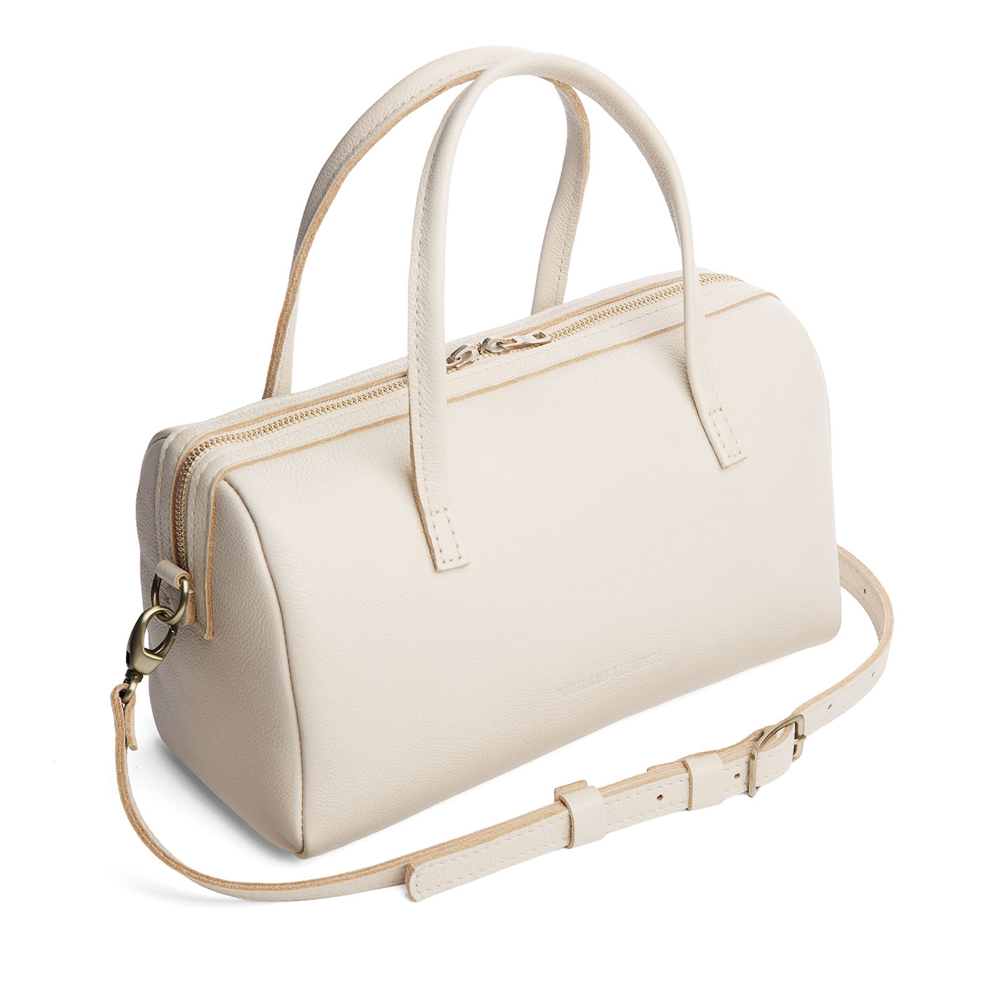 Pebbled Bone*Oversized | Mini duffle shaped handbag with crossbody strap