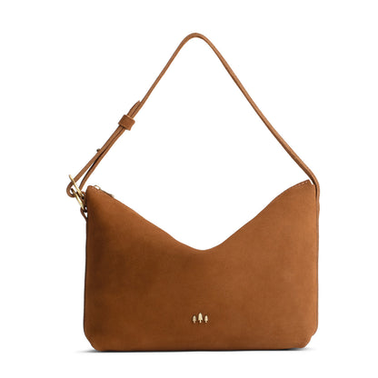 Jackson*Large | Medium sized slouchy leather shoulder bag with zipper opening and three metal tree emblems