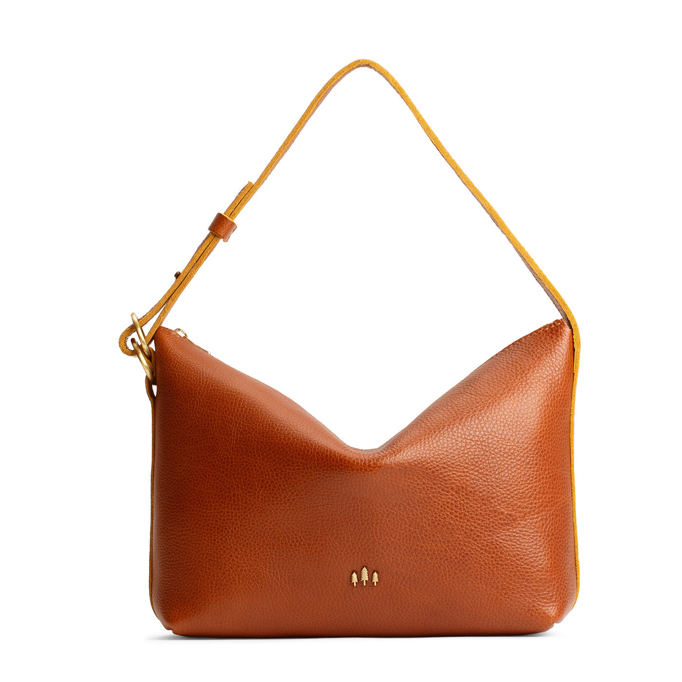 Sienna*Large | Medium sized slouchy leather shoulder bag with zipper opening and three metal tree emblems