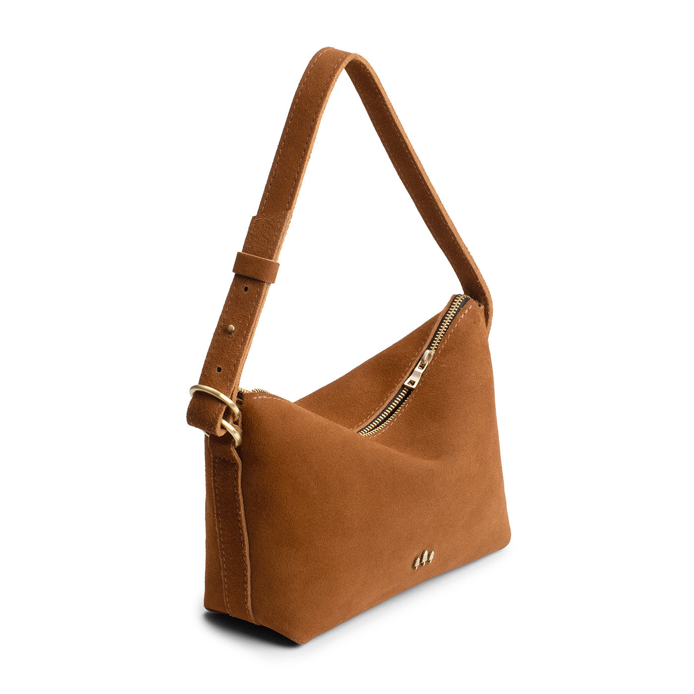 Jackson*Small | Petite slouchy leather shoulder bag with zipper opening and three metal tree emblems