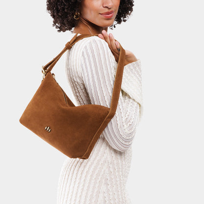 Jackson*Small | Petite slouchy leather shoulder bag with zipper opening and three metal tree emblems
