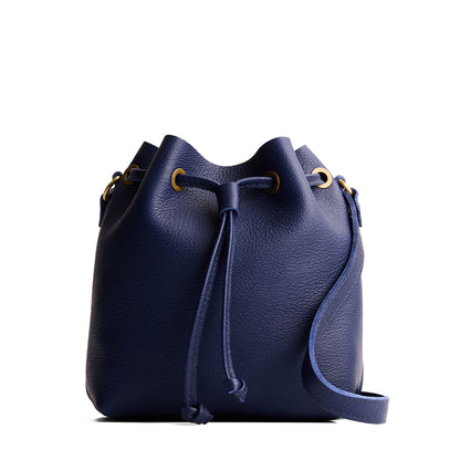 Cobalt*Small | Slouchy crossbody bag with leather drawstring closure