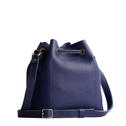 Cobalt*Small | Slouchy crossbody bag with leather drawstring closure