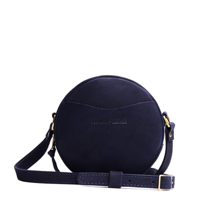 Velvet Blue*Small | Circle shaped crossbody bag with top zipper