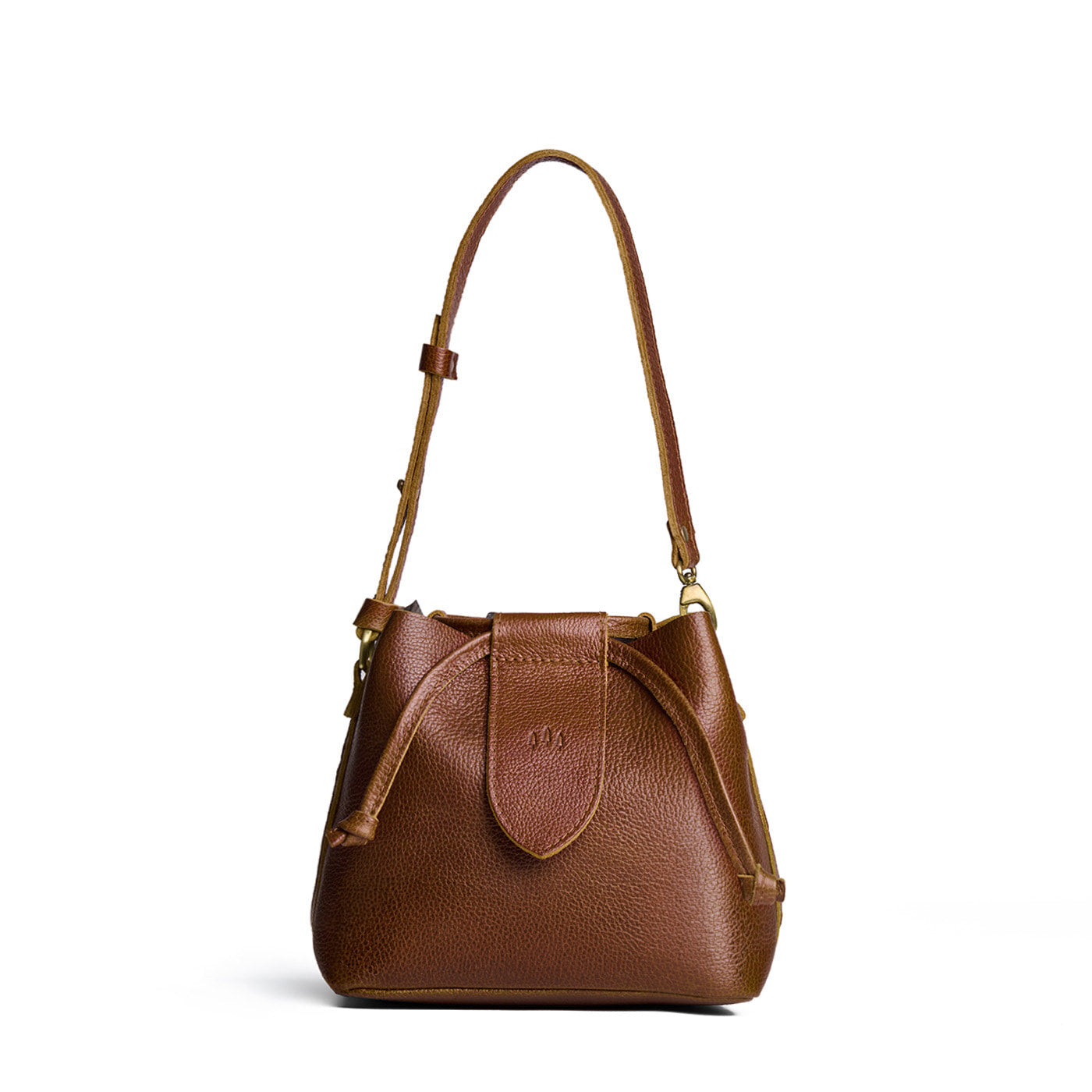 Asheville*Small | Symmetrical leather bag with leather drawstring closure and adjustable shoulder strap