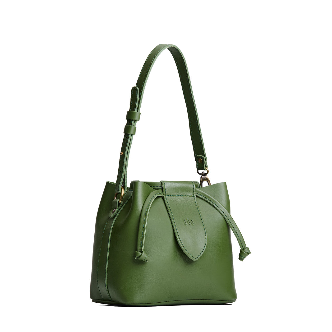 Cactus*Small | Symmetrical leather bag with leather drawstring closure and adjustable shoulder strap