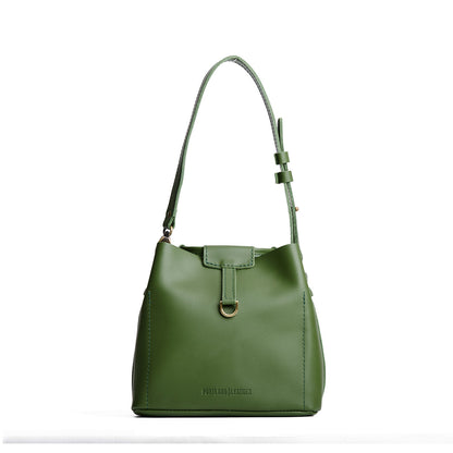 Cactus*Small | Symmetrical leather bag with leather drawstring closure and adjustable shoulder strap