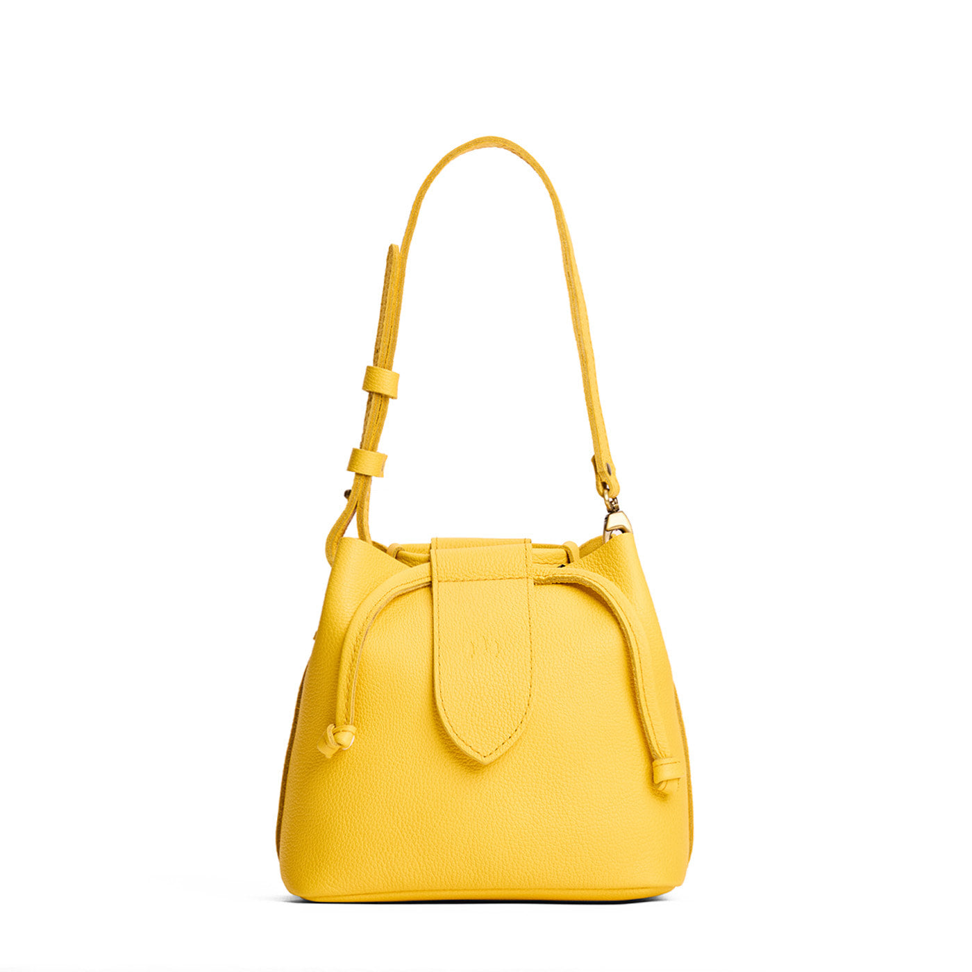 Canary*Small | Symmetrical leather bag with leather drawstring closure and adjustable shoulder strap