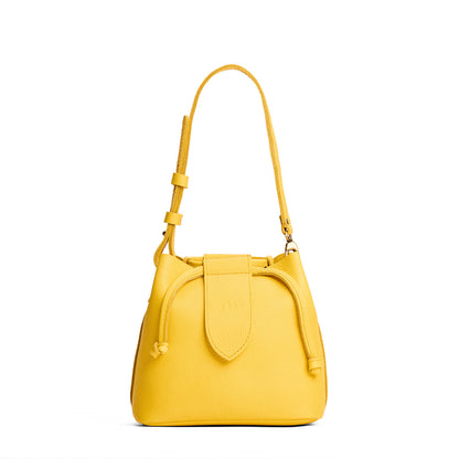 Canary*Small | Symmetrical leather bag with leather drawstring closure and adjustable shoulder strap