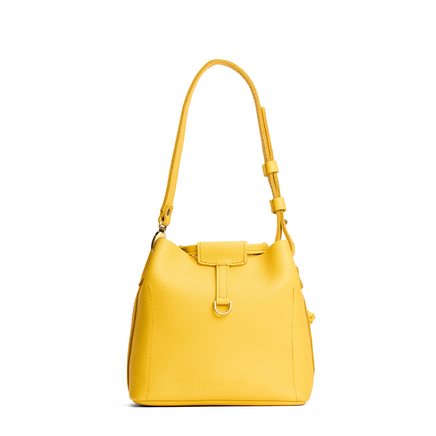 Canary*Small | Symmetrical leather bag with leather drawstring closure and adjustable shoulder strap