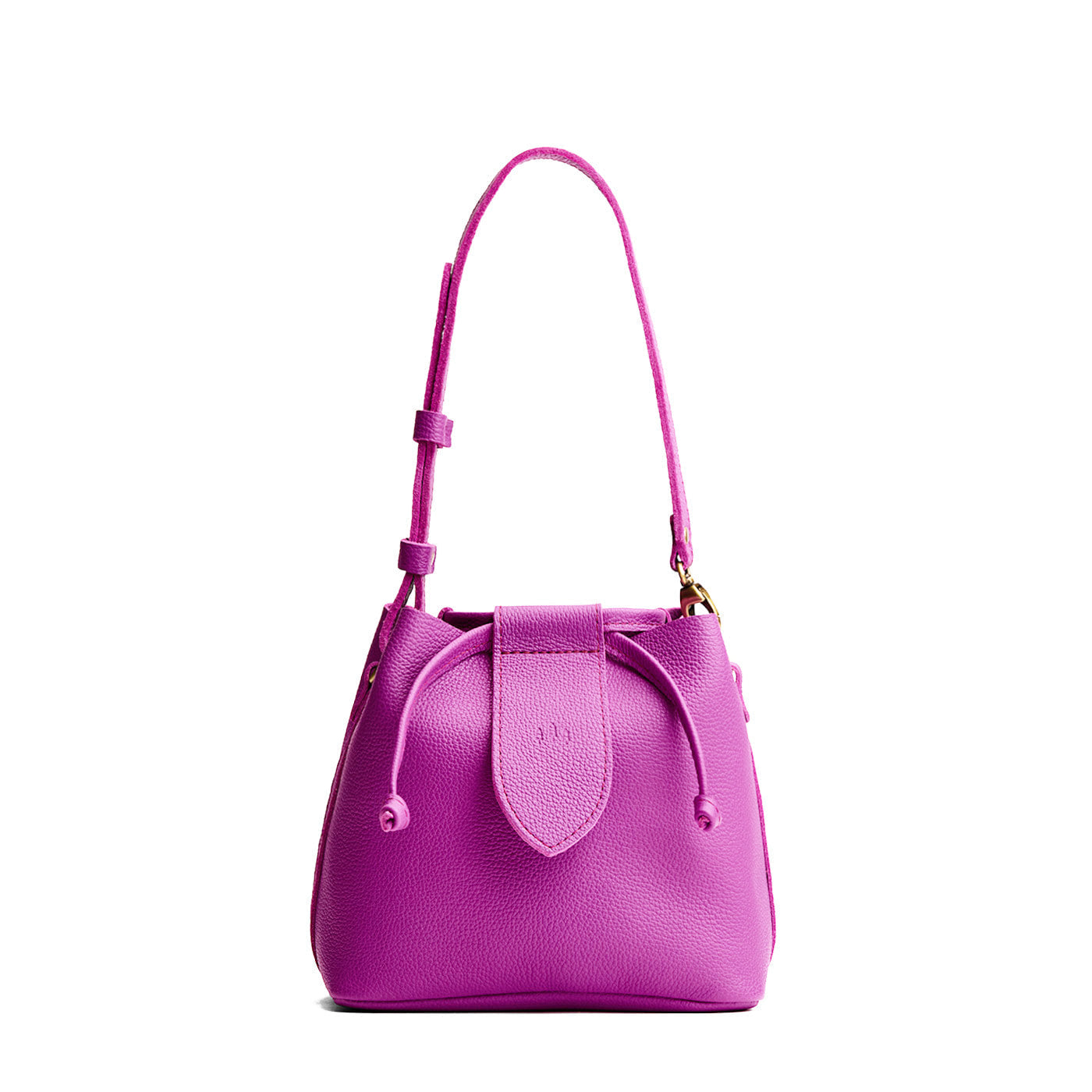 Cattleya*Small | Symmetrical leather bag with leather drawstring closure and adjustable shoulder strap