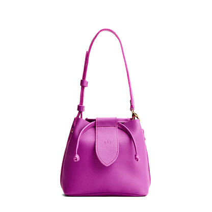 Cattleya*Small | Symmetrical leather bag with leather drawstring closure and adjustable shoulder strap