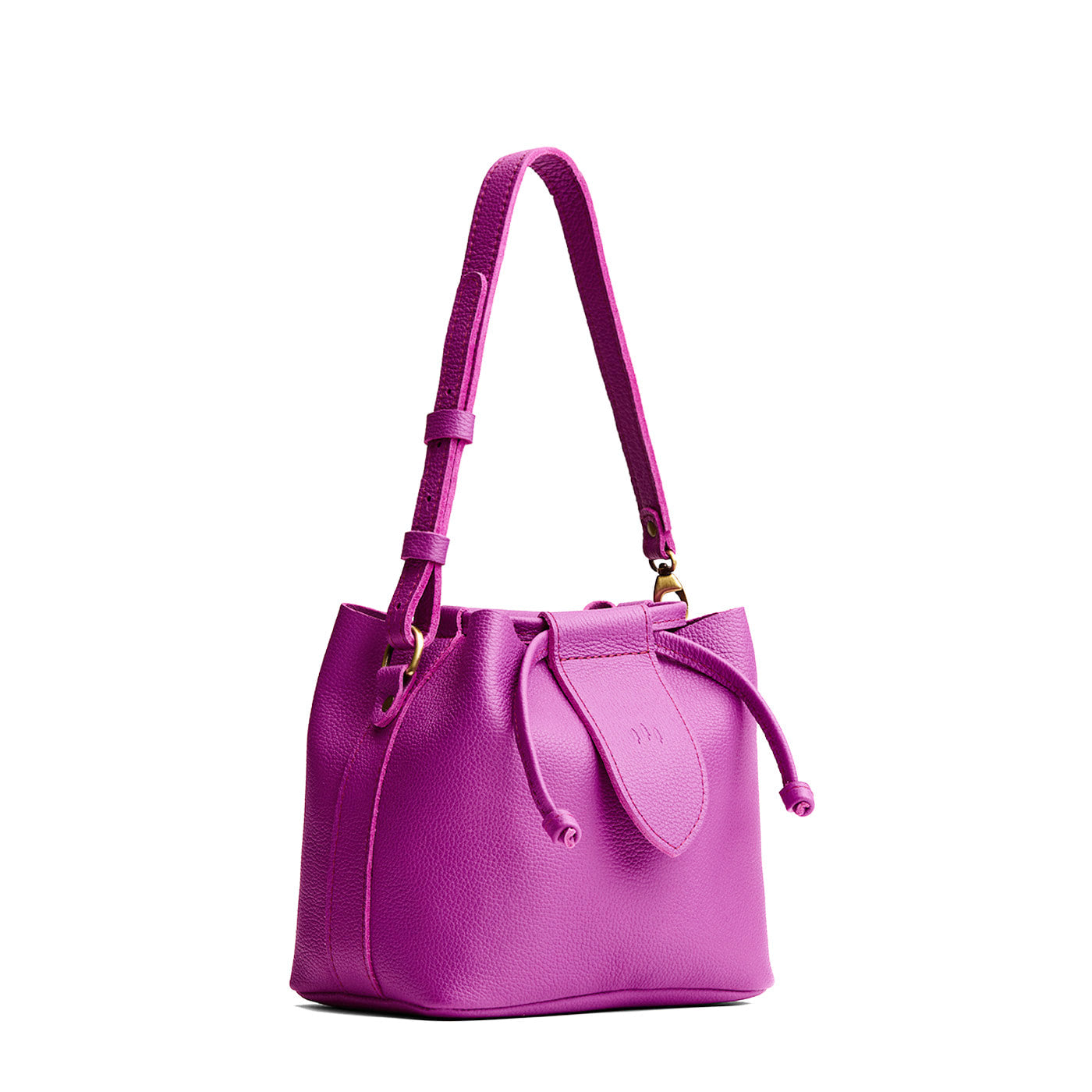 Cattleya*Small | Symmetrical leather bag with leather drawstring closure and adjustable shoulder strap