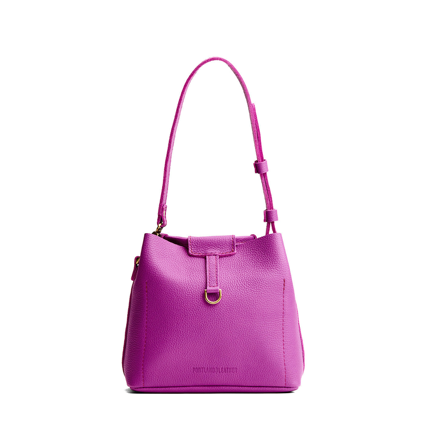 Cattleya*Small | Symmetrical leather bag with leather drawstring closure and adjustable shoulder strap