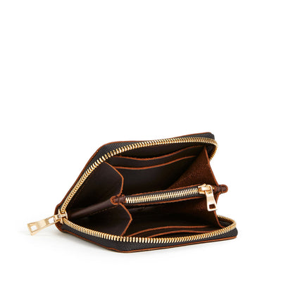 Grizzly | Small leather wallet with zipper open