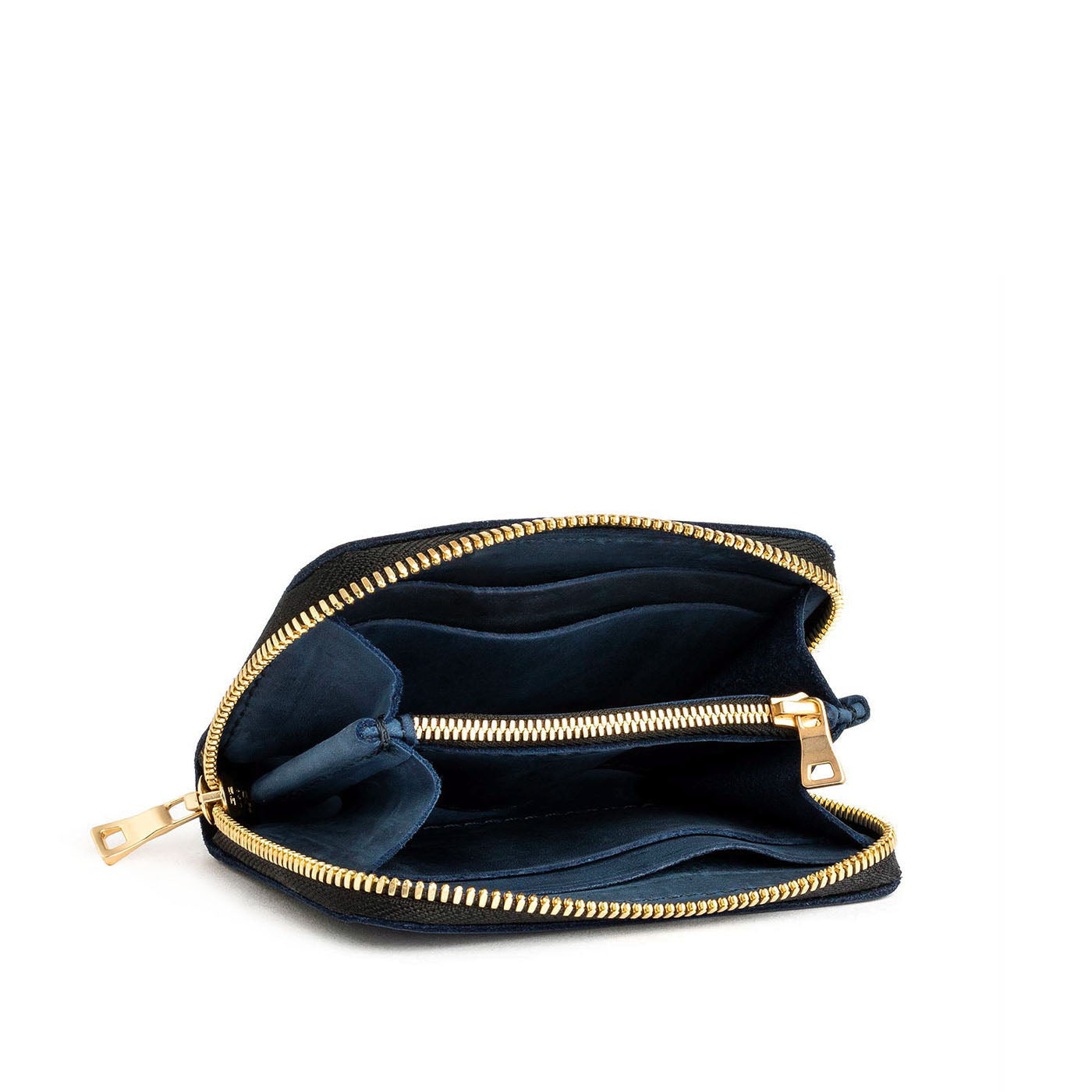 Deep Water | Small leather wallet with zipper open