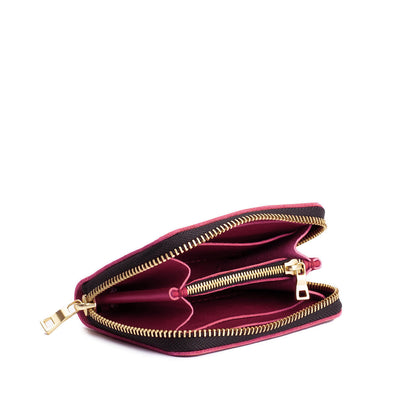 Berry Good | Small leather wallet with zipper and PLG logo
