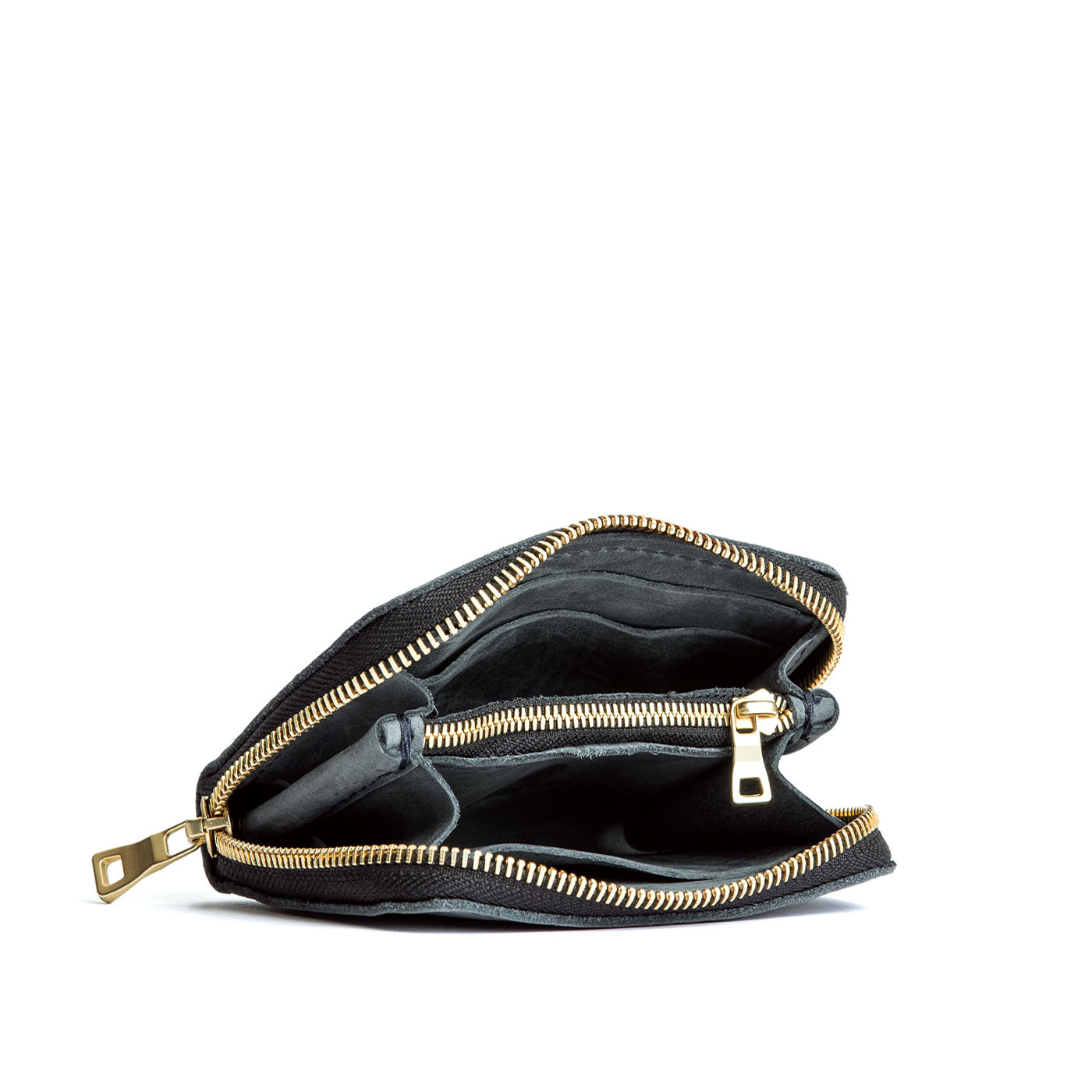 Storm | Small leather wallet with zipper open