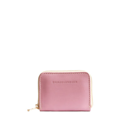 Vintage Pink | Small leather wallet with zipper and PLG logo