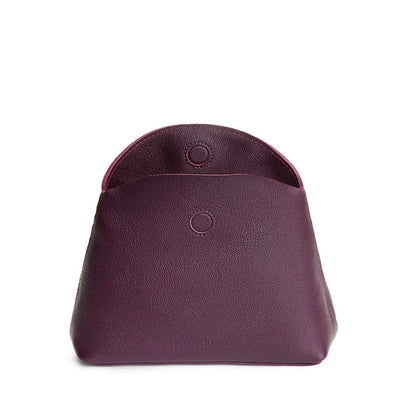 Plum | Leather pouch with a folded magnetic closure